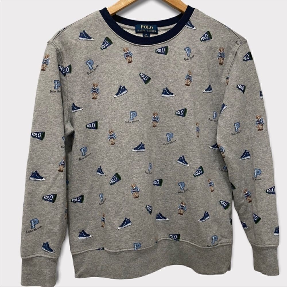 POLO RALPH LAUREN QUILTON BEAR LOGO SWEATSHIRT SIZE MEDIUM BOYS (10-12YO)